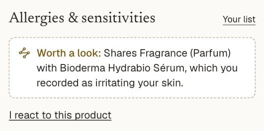 On another product's page: worth a look, it shares Fragrance (Parfum) with the serum recorded as irritating the skin